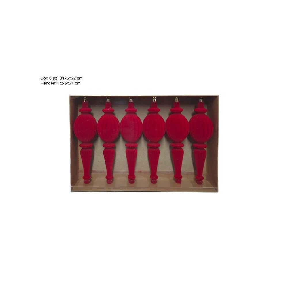 PENDENTI 21CM 6PZ. ROSSO VELLUTO